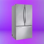 LG refrigerator on purple background