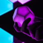 The glowing purple Nanoleaf dodecahedron remote.