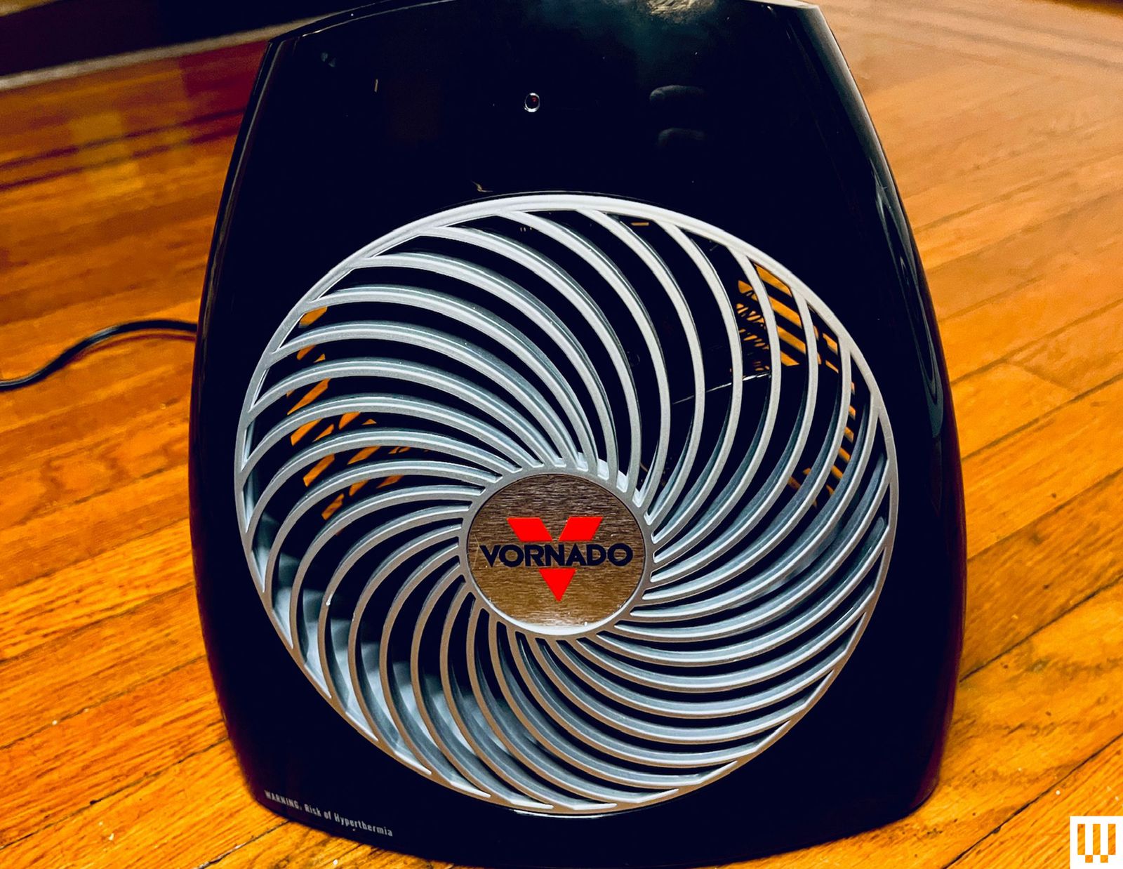 Cornado MVH Whole Room Heater a small floor fan in a black case with a silver grate in front