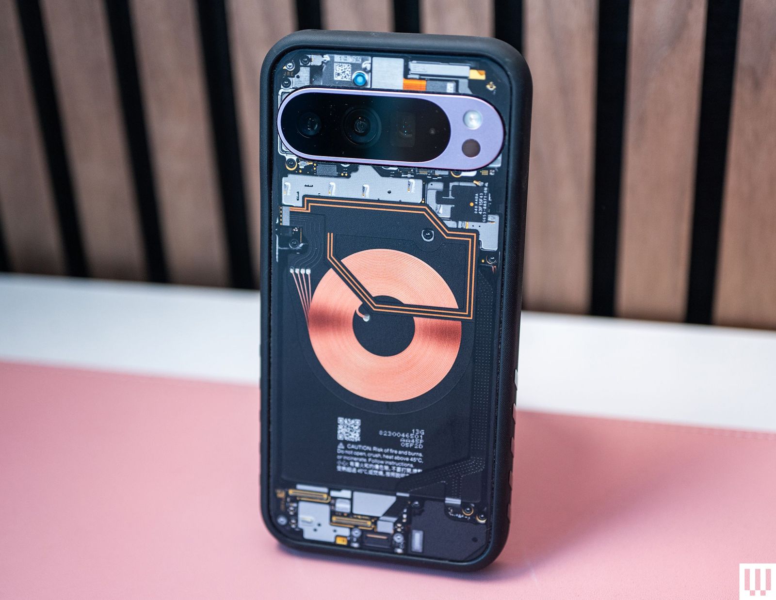 Black phone case with abstract technology artwork