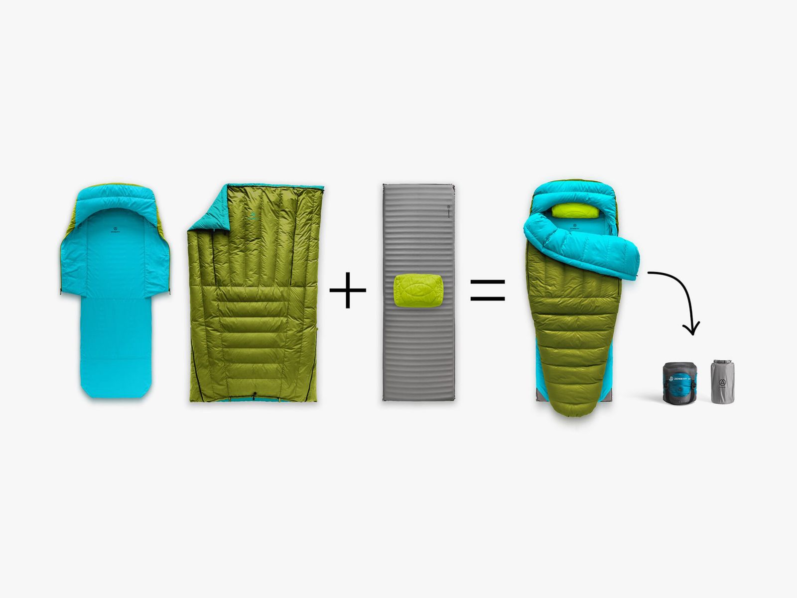 Zenbivy Sleeping Bag and accessories