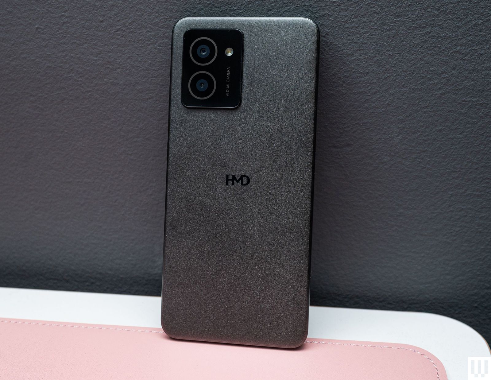 Back side of slim mobile phone showing the multiple builtin cameras